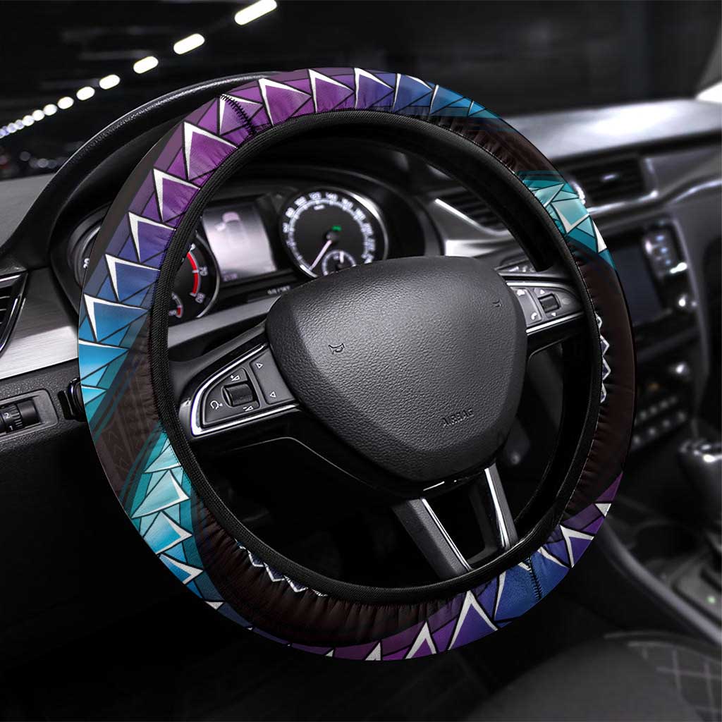 Hawaii King Kamehameha Steering Wheel Cover Fantastic Plumeria Amethyst Gradient