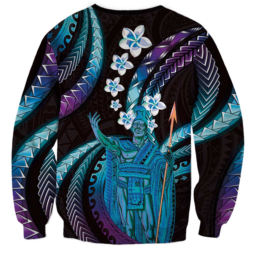 Hawaii King Kamehameha Sweatshirt Fantastic Plumeria Amethyst Gradient