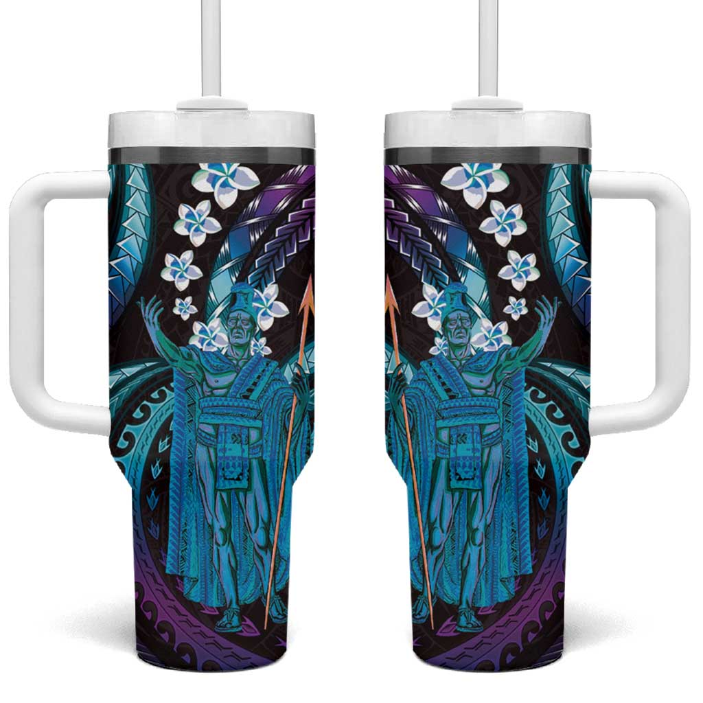 Hawaii King Kamehameha Tumbler With Handle Fantastic Plumeria Amethyst Gradient