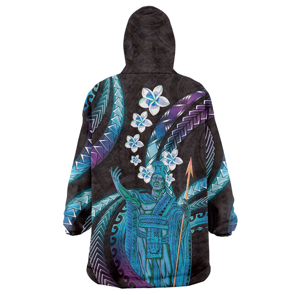 Hawaii King Kamehameha Wearable Blanket Hoodie Fantastic Plumeria Amethyst Gradient