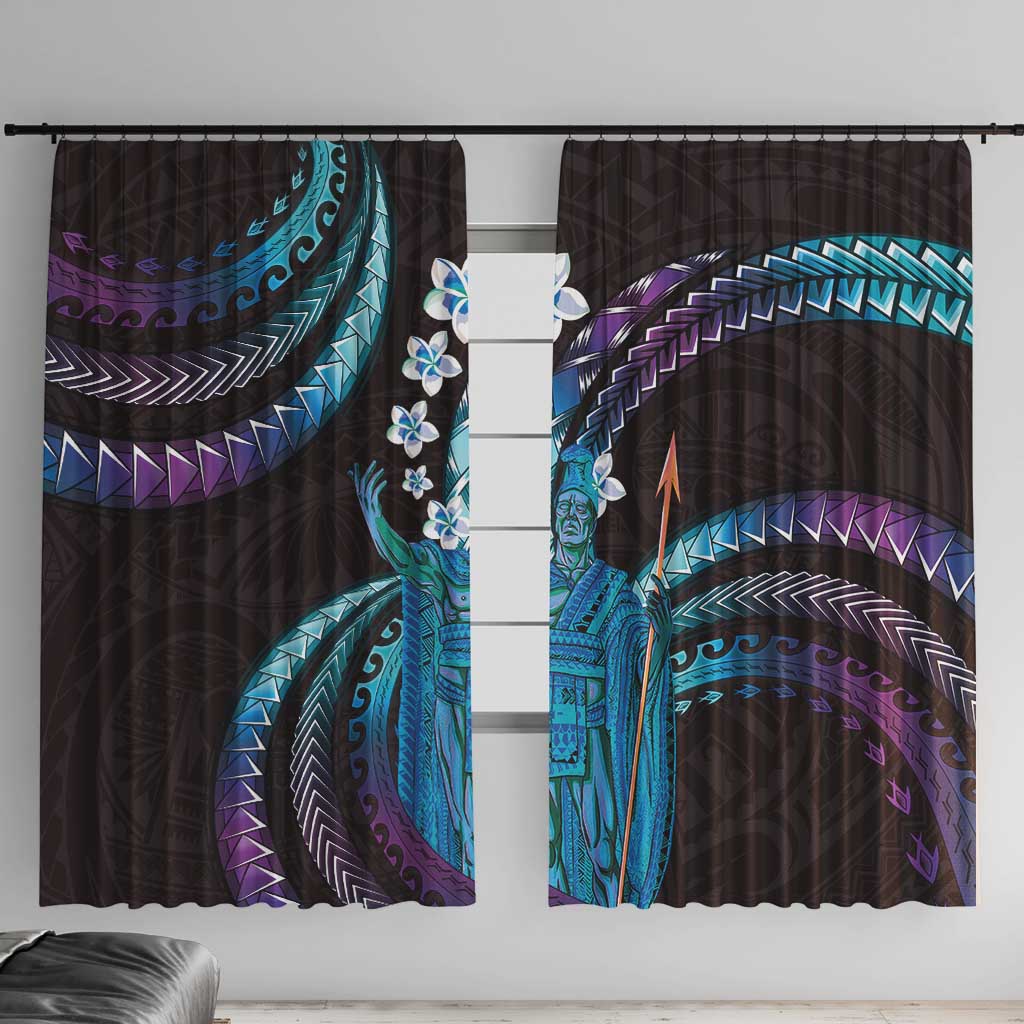 Hawaii King Kamehameha Window Curtain Fantastic Plumeria Amethyst Gradient