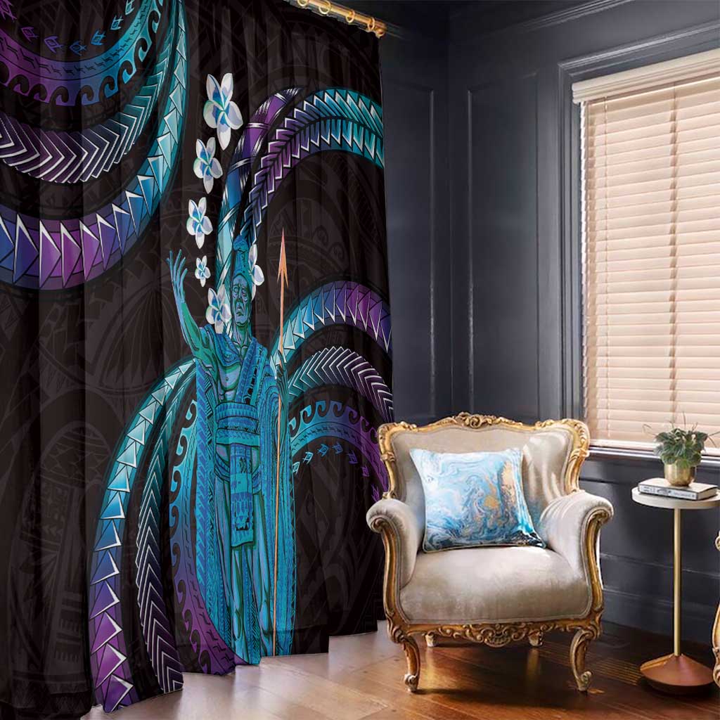 Hawaii King Kamehameha Window Curtain Fantastic Plumeria Amethyst Gradient