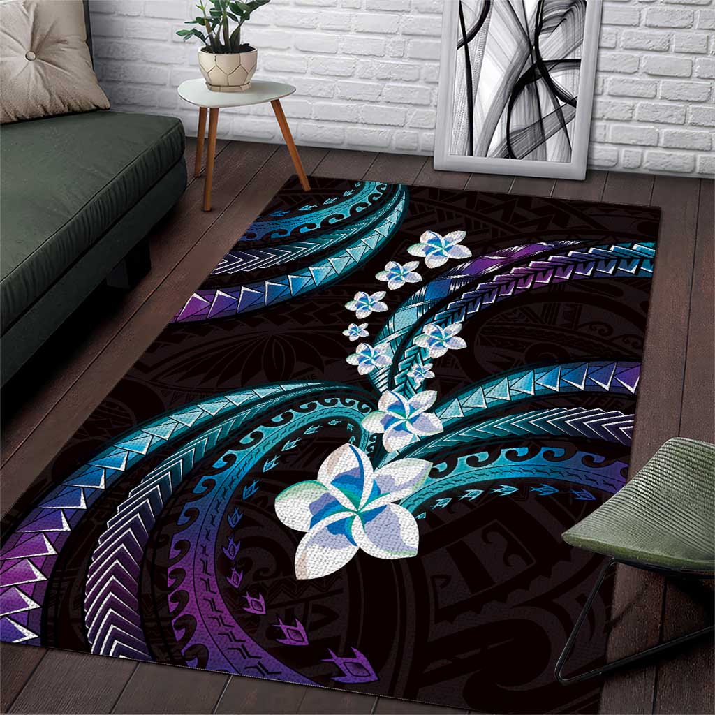 Hawaii Plumeria Area Rug Amethyst Gradient Polynesian Pattern