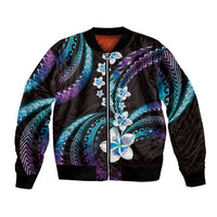 Hawaii Plumeria Bomber Jacket Amethyst Gradient Polynesian Pattern LT01 Unisex Purple - Polynesian Pride