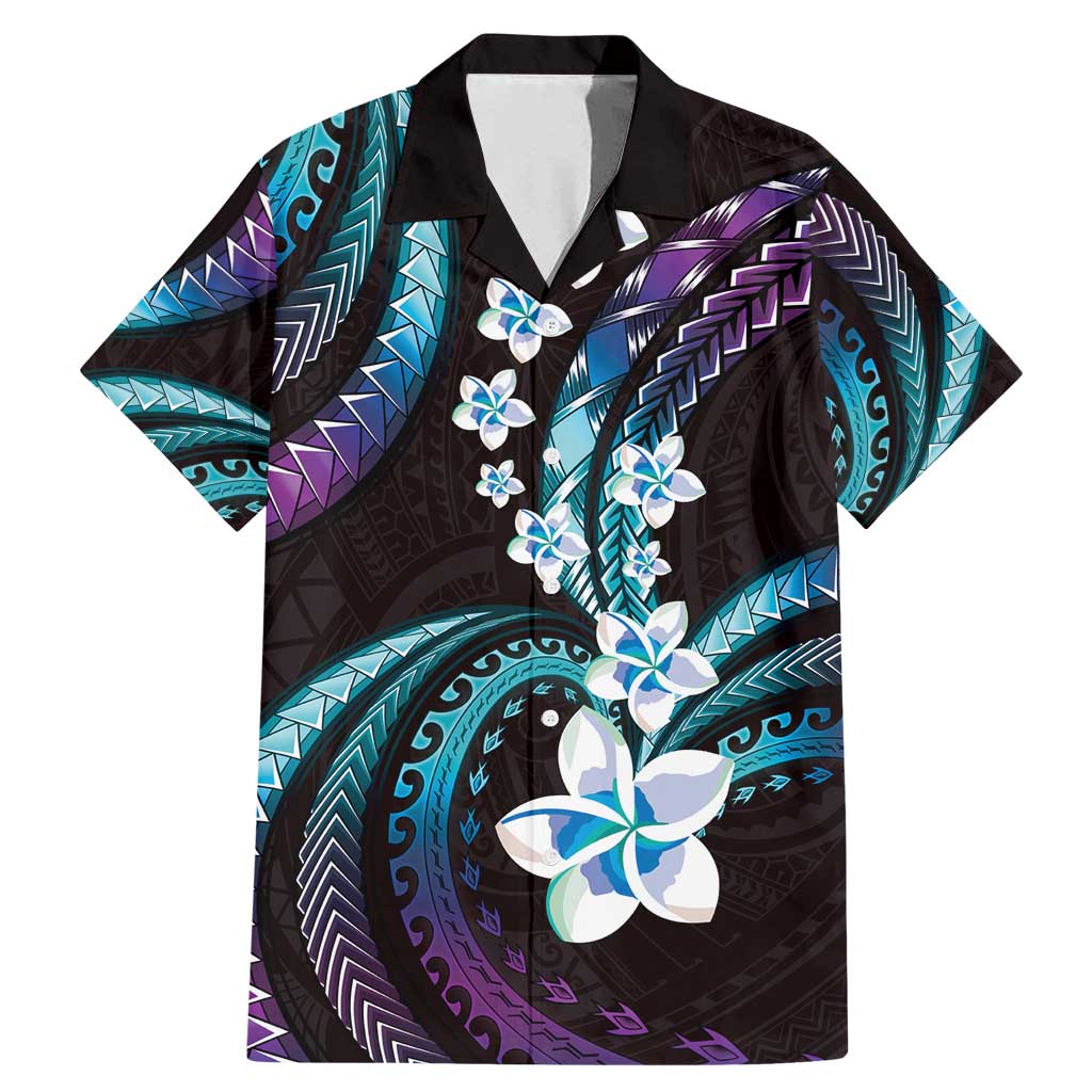 Hawaii Plumeria Family Matching Mermaid Dress and Hawaiian Shirt Amethyst Gradient Polynesian Pattern