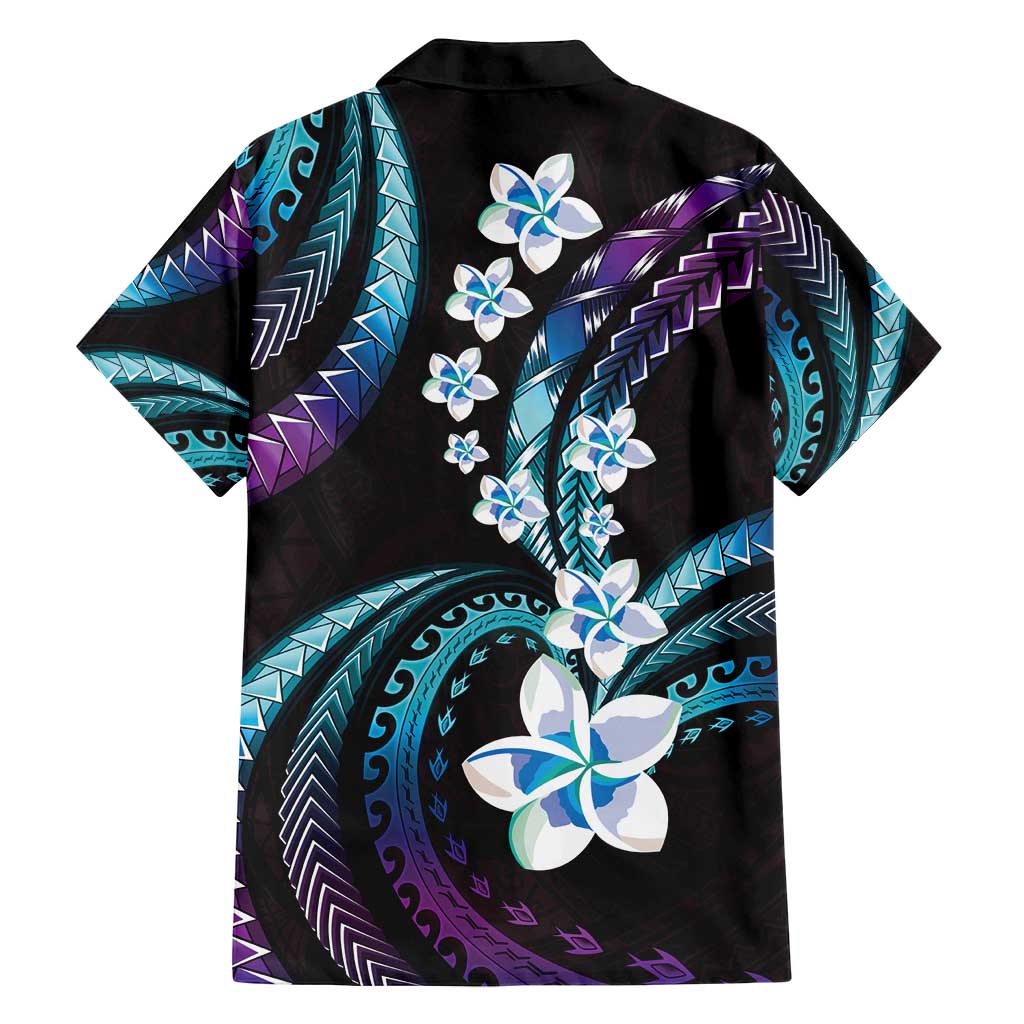 Hawaii Plumeria Family Matching Puletasi and Hawaiian Shirt Amethyst Gradient Polynesian Pattern