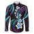 Hawaii Plumeria Family Matching Puletasi and Hawaiian Shirt Amethyst Gradient Polynesian Pattern