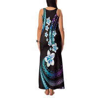 Hawaii Plumeria Family Matching Tank Maxi Dress and Hawaiian Shirt Amethyst Gradient Polynesian Pattern