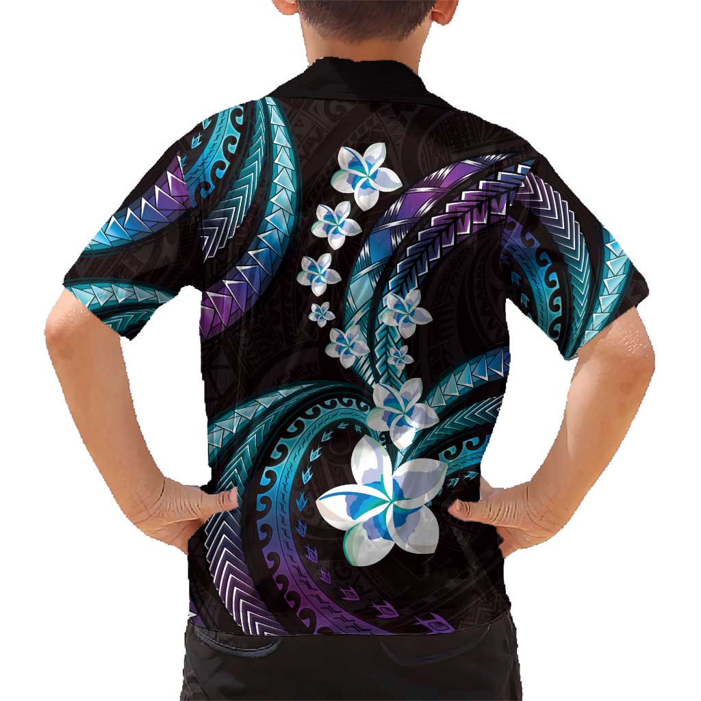 Hawaii Plumeria Hawaiian Shirt Amethyst Gradient Polynesian Pattern