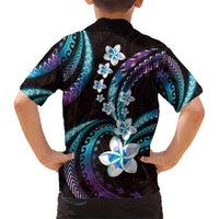 Hawaii Plumeria Kid Hawaiian Shirt Amethyst Gradient Polynesian Pattern