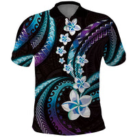 Hawaii Plumeria Polo Shirt Amethyst Gradient Polynesian Pattern