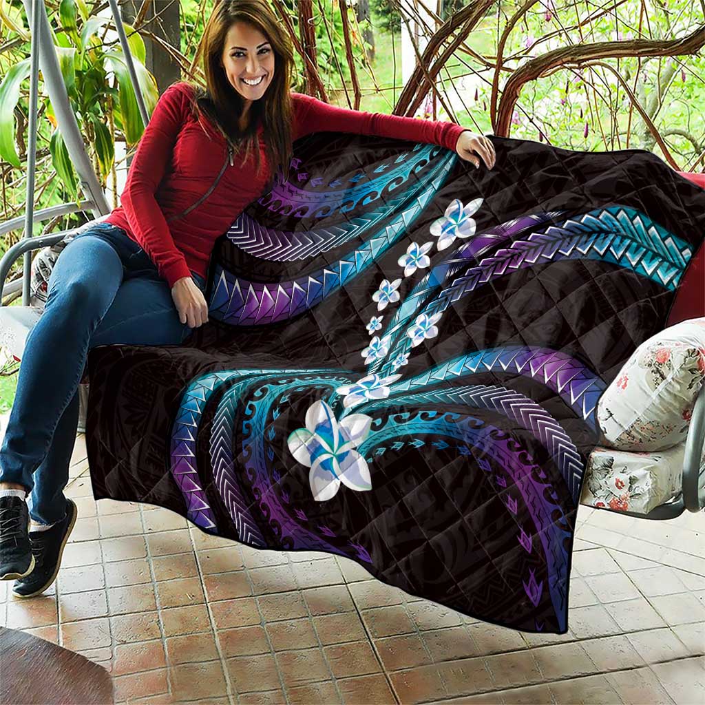 Hawaii Plumeria Quilt Amethyst Gradient Polynesian Pattern