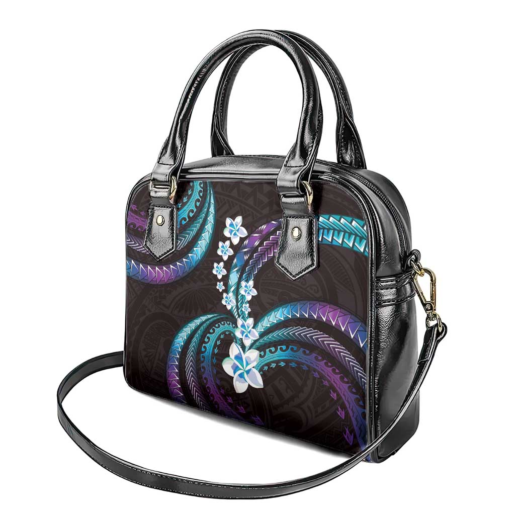 Hawaii Plumeria Shoulder Handbag Amethyst Gradient Polynesian Pattern LT01 - Polynesian Pride