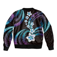 Hawaii Plumeria Sleeve Zip Bomber Jacket Amethyst Gradient Polynesian Pattern LT01 - Polynesian Pride