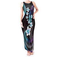Hawaii Plumeria Tank Maxi Dress Amethyst Gradient Polynesian Pattern