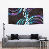 Hawaii Plumeria Tapestry Amethyst Gradient Polynesian Pattern
