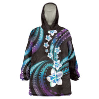 Hawaii Plumeria Wearable Blanket Hoodie Amethyst Gradient Polynesian Pattern