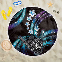 Hawaii Shaka Sign Beach Blanket Fantastic Frangipani Amethyst Gradient