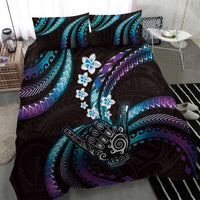 Hawaii Shaka Sign Bedding Set Fantastic Frangipani Amethyst Gradient