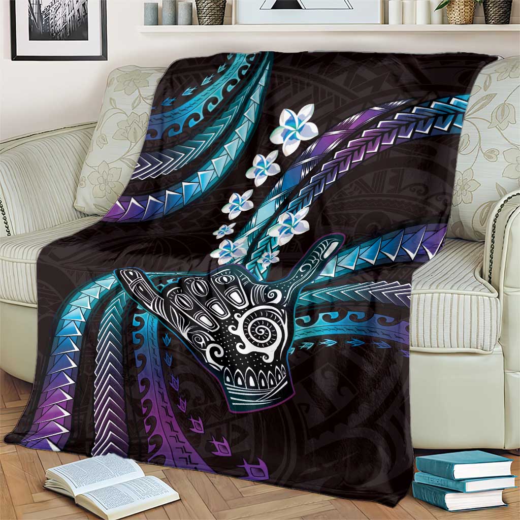 Hawaii Shaka Sign Blanket Fantastic Frangipani Amethyst Gradient