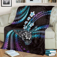 Hawaii Shaka Sign Blanket Fantastic Frangipani Amethyst Gradient