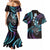 Hawaii Shaka Sign Couples Matching Mermaid Dress and Hawaiian Shirt Fantastic Frangipani Amethyst Gradient