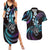 Hawaii Shaka Sign Couples Matching Summer Maxi Dress and Hawaiian Shirt Fantastic Frangipani Amethyst Gradient