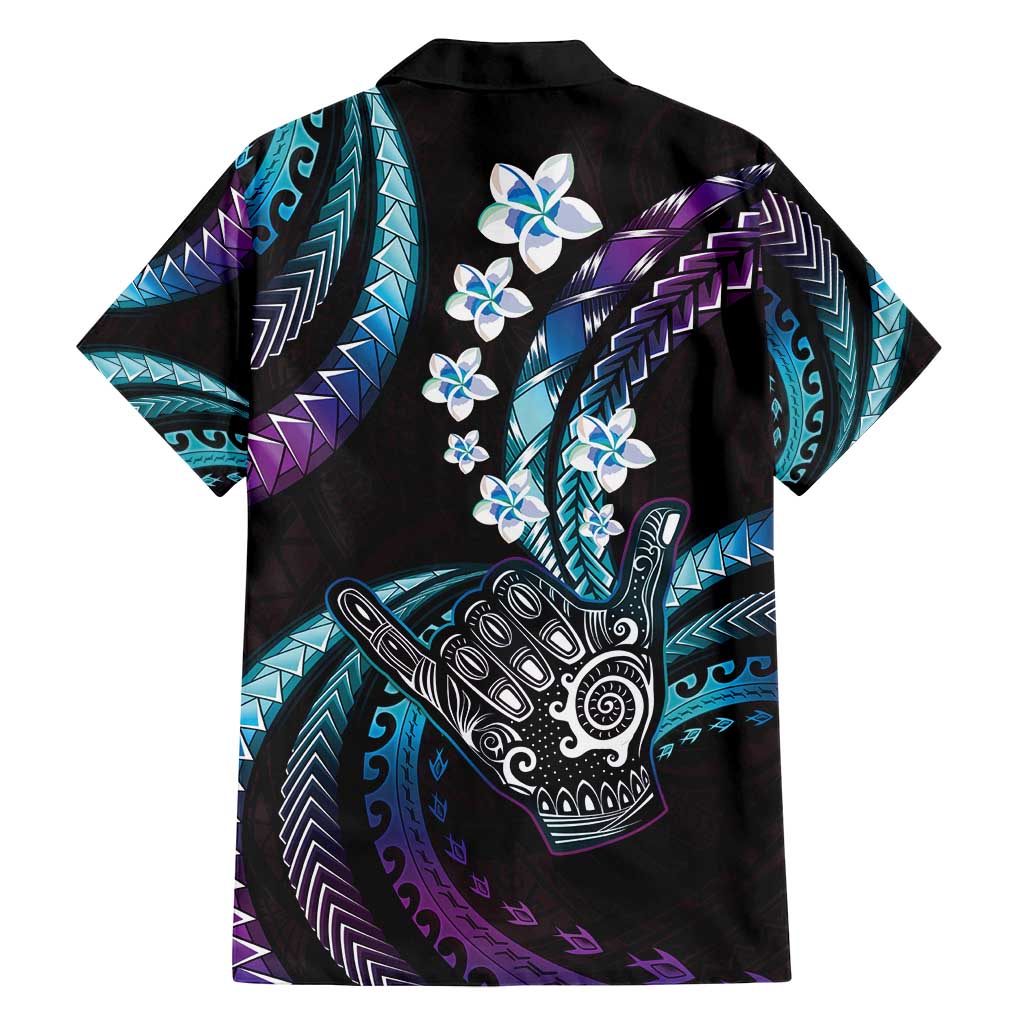 Hawaii Shaka Sign Family Matching Off Shoulder Short Dress and Hawaiian Shirt Fantastic Frangipani Amethyst Gradient