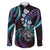 Hawaii Shaka Sign Family Matching Off Shoulder Short Dress and Hawaiian Shirt Fantastic Frangipani Amethyst Gradient