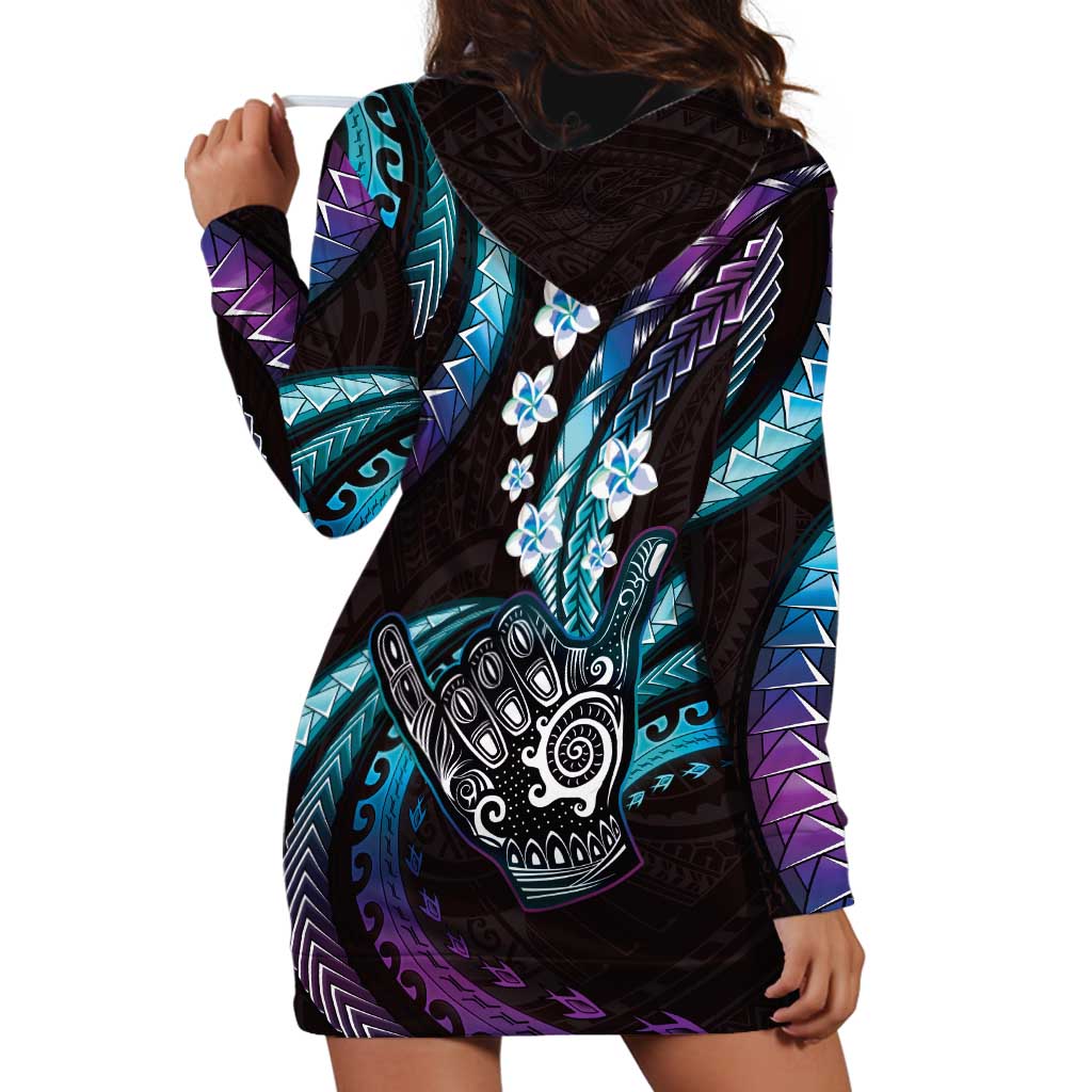 Hawaii Shaka Sign Hoodie Dress Fantastic Frangipani Amethyst Gradient
