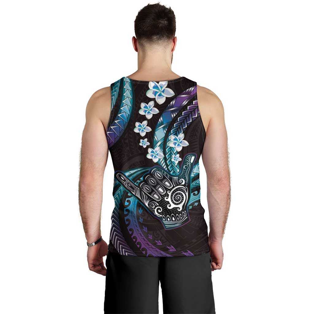 Hawaii Shaka Sign Men Tank Top Fantastic Frangipani Amethyst Gradient