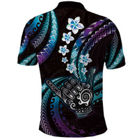 Hawaii Shaka Sign Polo Shirt Fantastic Frangipani Amethyst Gradient