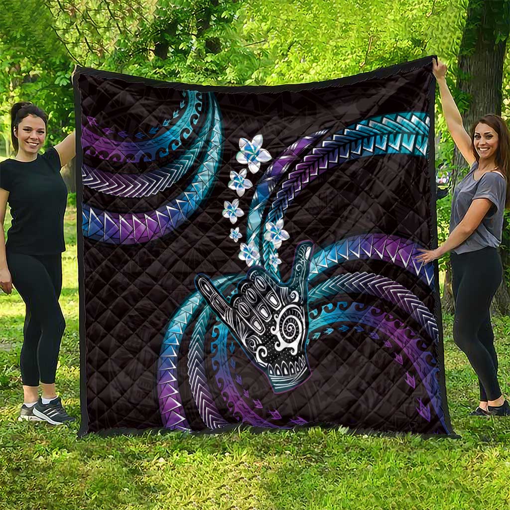 Hawaii Shaka Sign Quilt Fantastic Frangipani Amethyst Gradient