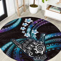 Hawaii Shaka Sign Round Carpet Fantastic Frangipani Amethyst Gradient