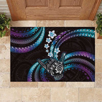 Hawaii Shaka Sign Rubber Doormat Fantastic Frangipani Amethyst Gradient