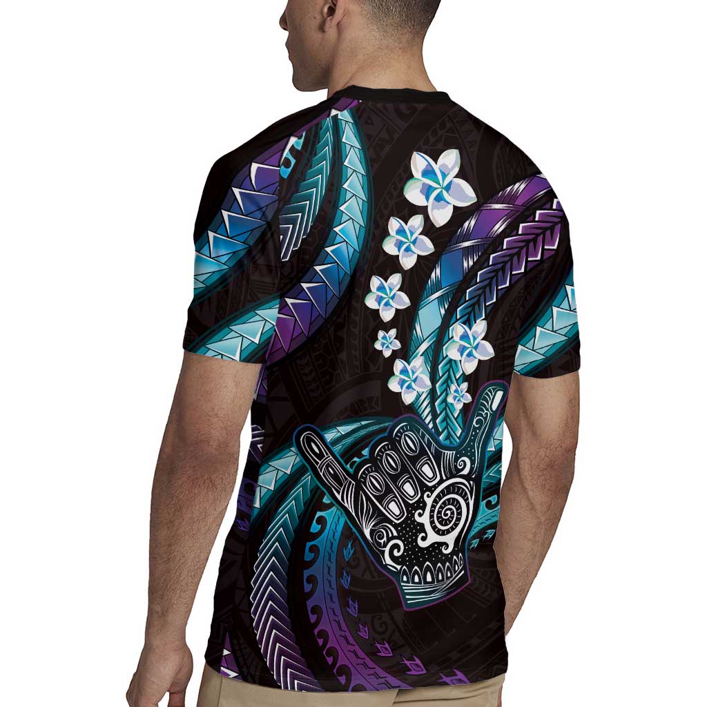 Hawaii Shaka Sign Rugby Jersey Fantastic Frangipani Amethyst Gradient