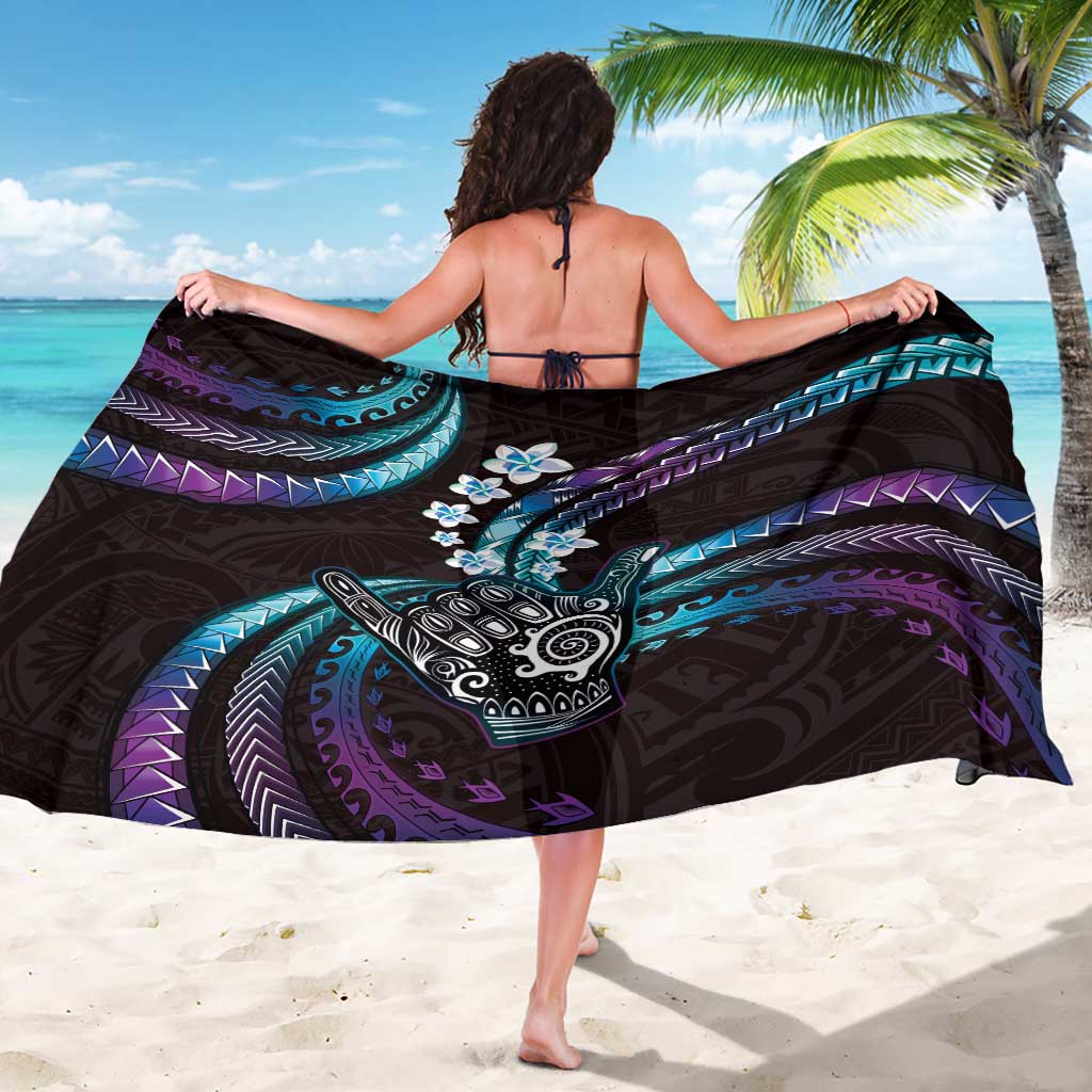Hawaii Shaka Sign Sarong Fantastic Frangipani Amethyst Gradient