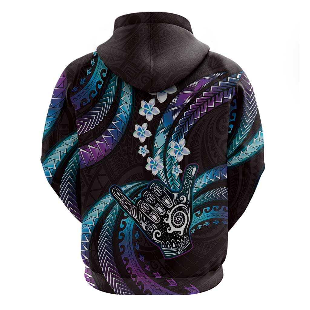 Hawaii Shaka Sign Zip Hoodie Fantastic Frangipani Amethyst Gradient