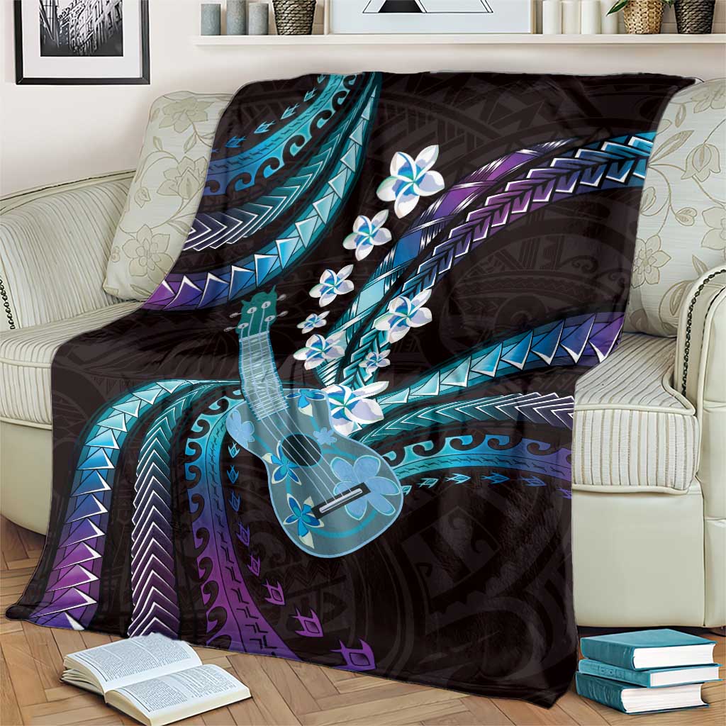 Hawaiian Ukulele Blanket Amethyst Gradient Fantastic Plumeria