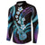 Hawaiian Ukulele Button Sweatshirt Amethyst Gradient Fantastic Plumeria