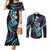 Hawaiian Ukulele Couples Matching Mermaid Dress and Long Sleeve Button Shirt Amethyst Gradient Fantastic Plumeria