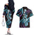 Hawaiian Ukulele Couples Matching Off The Shoulder Long Sleeve Dress and Hawaiian Shirt Amethyst Gradient Fantastic Plumeria