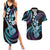 Hawaiian Ukulele Couples Matching Summer Maxi Dress and Hawaiian Shirt Amethyst Gradient Fantastic Plumeria