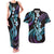 Hawaiian Ukulele Couples Matching Tank Maxi Dress and Hawaiian Shirt Amethyst Gradient Fantastic Plumeria