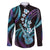 Hawaiian Ukulele Family Matching Off The Shoulder Long Sleeve Dress and Hawaiian Shirt Amethyst Gradient Fantastic Plumeria