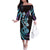 Hawaiian Ukulele Family Matching Off The Shoulder Long Sleeve Dress and Hawaiian Shirt Amethyst Gradient Fantastic Plumeria