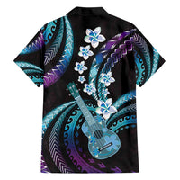 Hawaiian Ukulele Family Matching Puletasi and Hawaiian Shirt Amethyst Gradient Fantastic Plumeria