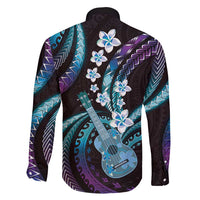Hawaiian Ukulele Family Matching Puletasi and Hawaiian Shirt Amethyst Gradient Fantastic Plumeria