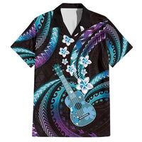 Hawaiian Ukulele Family Matching Summer Maxi Dress and Hawaiian Shirt Amethyst Gradient Fantastic Plumeria