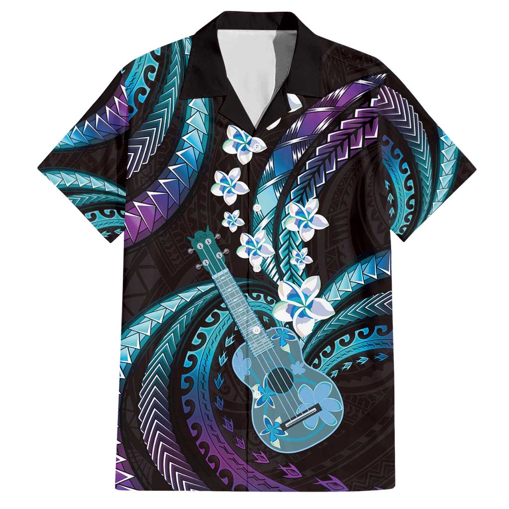 Hawaiian Ukulele Hawaiian Shirt Amethyst Gradient Fantastic Plumeria
